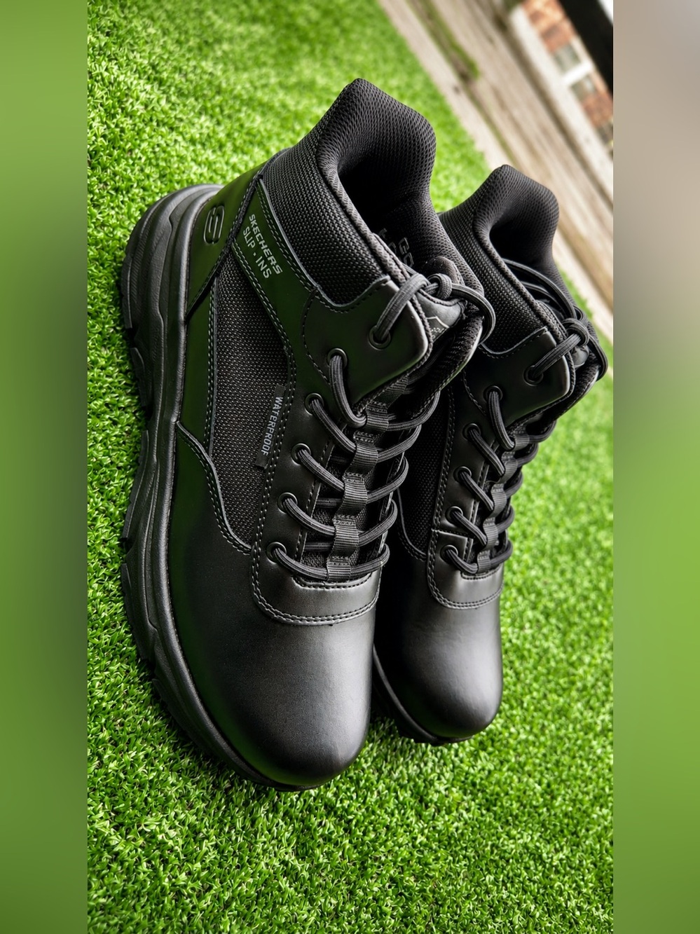 Skechers Men’s Black Lace-Up Work Boots